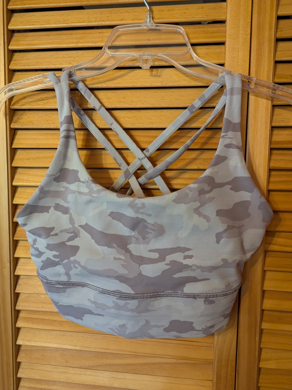 lululemon athletica Light Gray Camo Strappy Sports Bralette